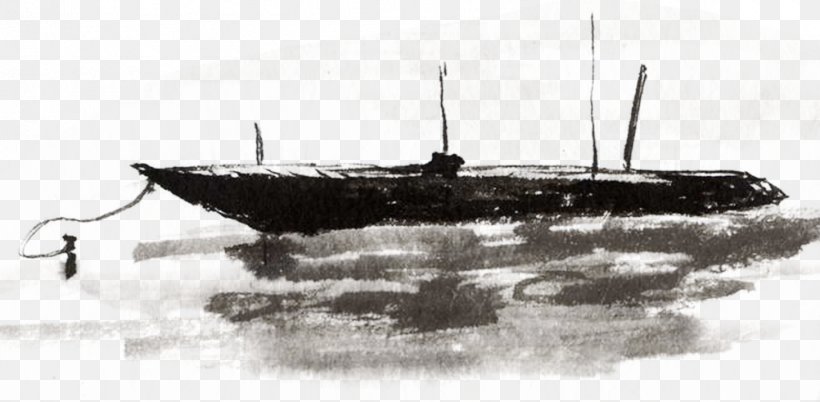 Ink Wash Painting Shan Shui Watercraft Fishing Vessel, PNG, 1458x715px, Ink Wash Painting, Art, Black And White, Boat, Chinese Painting Download Free