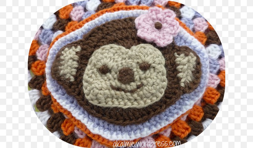 Wool Crochet Granny Square Stuffed Animals & Cuddly Toys Blanket, PNG, 640x480px, Wool, Blanket, Crochet, Granny Square, Monkey Download Free