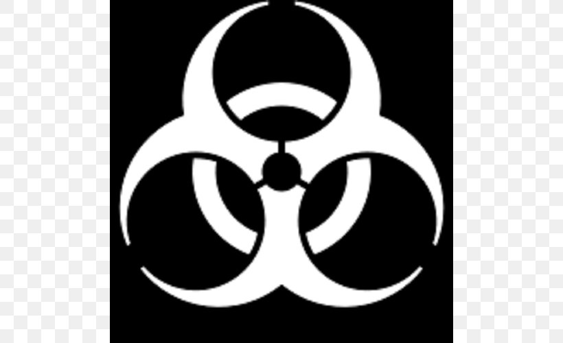 Biological Hazard T-shirt Symbol Decal Clip Art, PNG, 500x500px, Biological Hazard, Biology, Black And White, Decal, Emblem Download Free