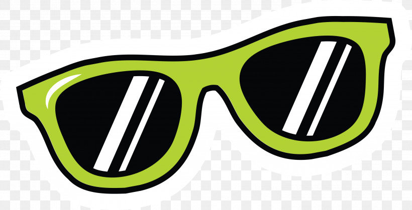 Summer Pop Sticker, PNG, 3000x1533px, Summer Pop Sticker, Automobile Engineering, Glasses, Goggles, Green Download Free