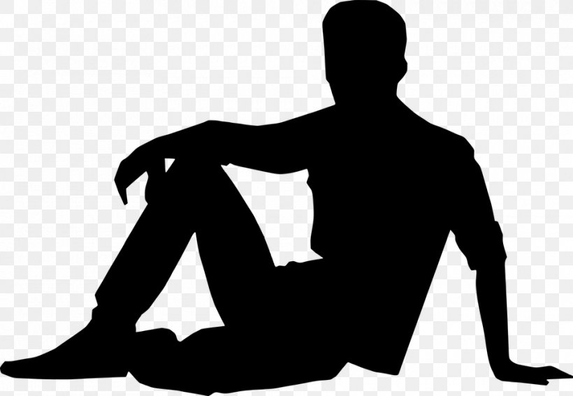Silhouette Seated Man, PNG, 960x664px, Silhouette, Black, Black And White, Hand, Human Behavior Download Free