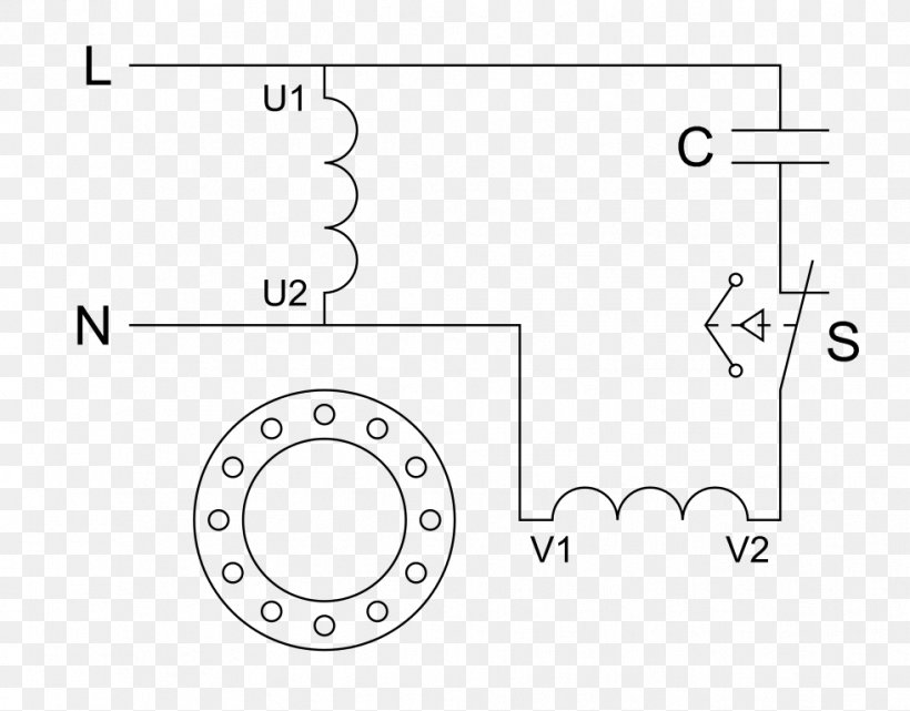 Electric Motor Wiring Diagram Motor Capacitor, PNG, 981x768px, Electric Motor, Area, Auto Part, Black And White, Capacitor Download Free