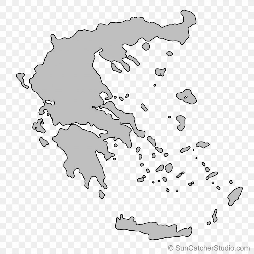 Greece Vector Graphics Map Royalty-free Illustration, PNG, 2100x2100px, Greece, Area, Black, Black And White, Blank Map Download Free