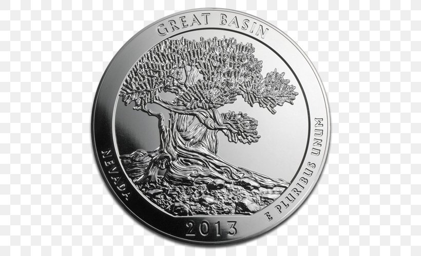 Great Basin National Park Coin Olympic National Park Yosemite National Park Voyageurs National Park, PNG, 500x500px, Great Basin National Park, Black And White, Bullion Coin, Coin, Currency Download Free
