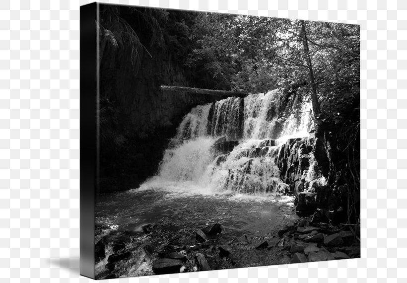 Gallery Wrap Waterfall Water Resources Photography Nature Story, PNG, 650x570px, Gallery Wrap, Art, Beauty, Black And White, Body Of Water Download Free