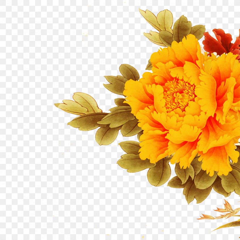 Floral Design Moutan Peony, PNG, 1417x1417px, Floral Design, Calendula, Chrysanths, Cut Flowers, Daisy Family Download Free