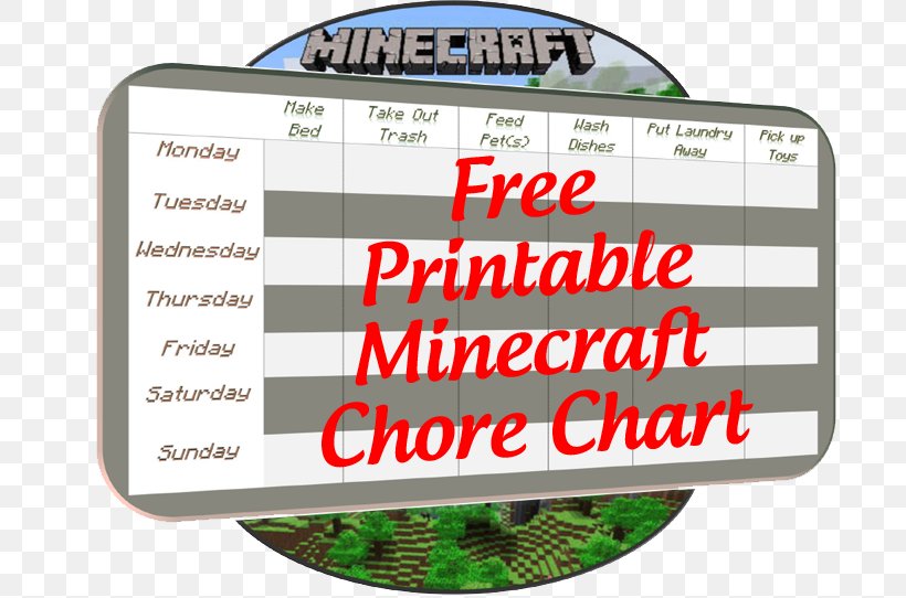 Minecraft Chore Chart Video Game Child, PNG, 700x542px, Minecraft, Brand, Chart, Child, Chore Chart Download Free
