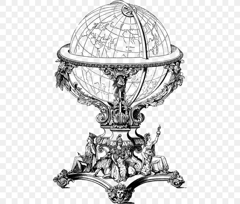 antique globe drawing