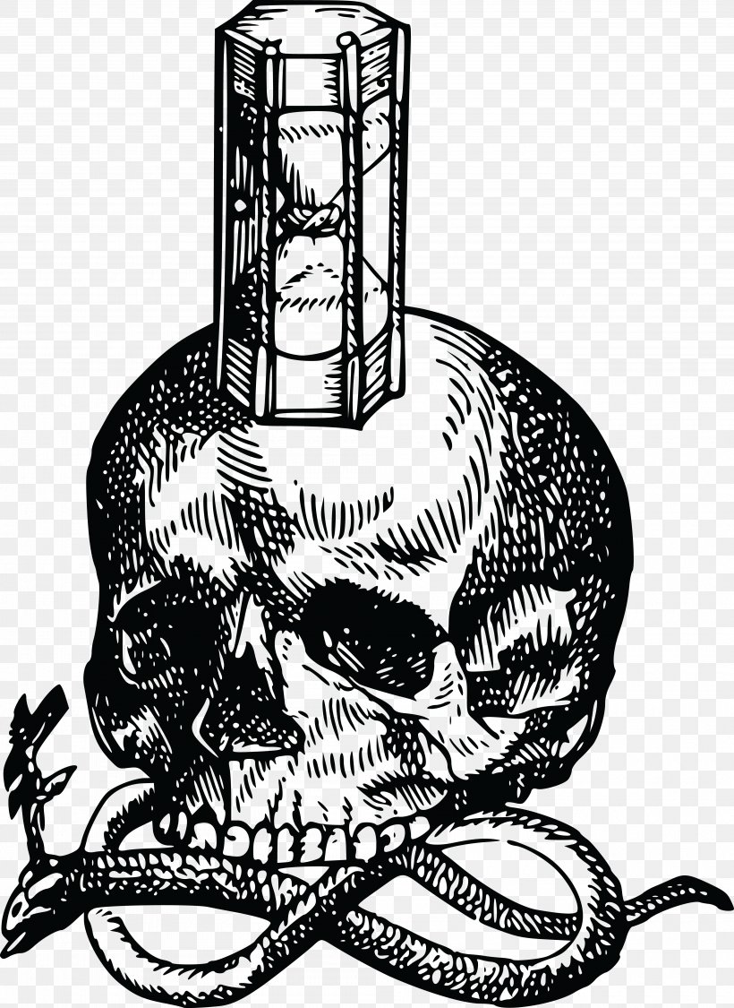 Hourglass Death Human Skull Symbolism, PNG, 4000x5492px, Hourglass, Art, Black And White, Bone, Death Download Free