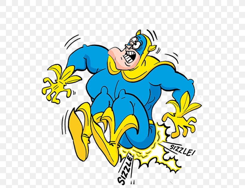 Bananaman The Dandy The Beano Comics Cartoon, PNG, 543x630px, Bananaman, Animated Cartoon, Animation, Area, Art Download Free