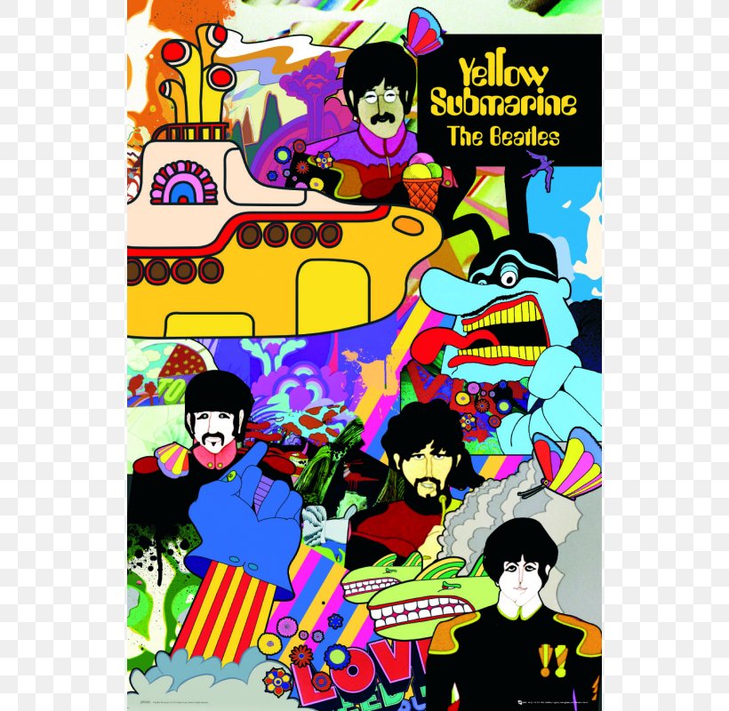 The Beatles Sgt. Pepper's Lonely Hearts Club Band Yellow Submarine Poster Abbey Road, PNG, 800x800px, Watercolor, Cartoon, Flower, Frame, Heart Download Free