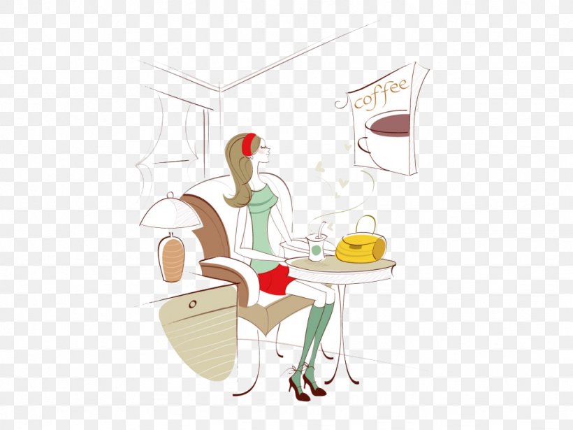Coffee Cafe Cartoon Illustration, PNG, 1024x768px, Coffee, Art, Cafe, Cartoon, Drawing Download Free