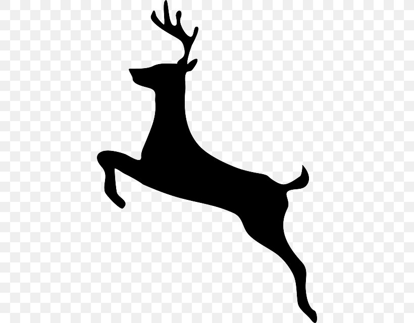 Reindeer Clip Art Vector Graphics White-tailed Deer, PNG, 436x640px, Deer, Antler, Black And White, Deer Hunting, Drawing Download Free