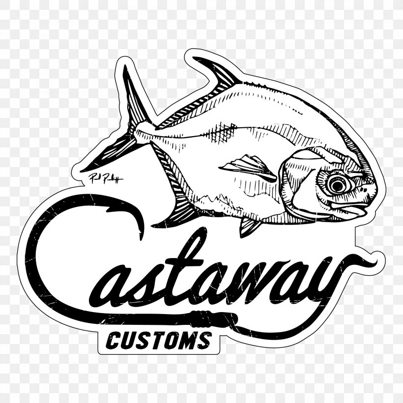 Castaway Customs Decal Logo Boat Skiff, PNG, 2048x2048px, Castaway Customs, Area, Artwork, Automotive Design, Black And White Download Free