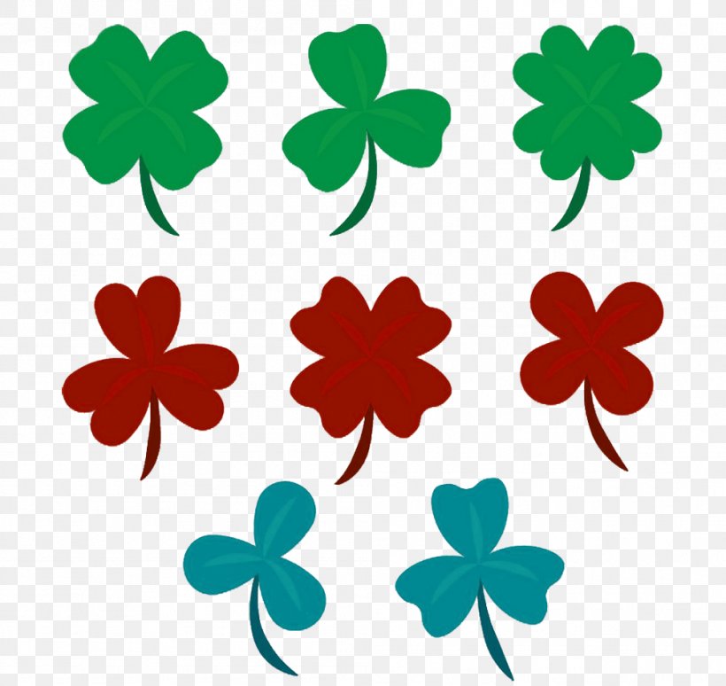 Four-leaf Clover Euclidean Vector Luck, PNG, 999x944px, Fourleaf Clover, Clover, Flower, Flowering Plant, Green Download Free