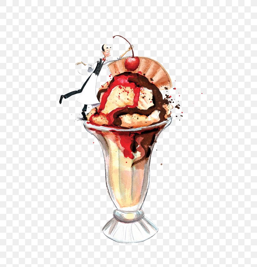 Ice Cream Raw Foodism Watercolor Painting Illustration, PNG, 600x849px, Ice Cream, Art, Behance, Chocolate Ice Cream, Cooking Download Free