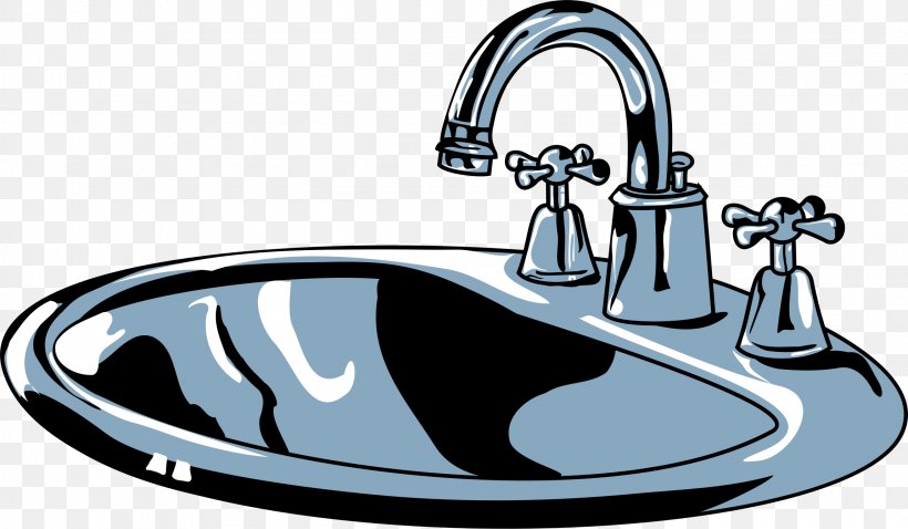Sink Tap Gootsteen Clip Art, PNG, 2298x1341px, Sink, Bathroom, Bathroom Sink, Black And White, Brand Download Free