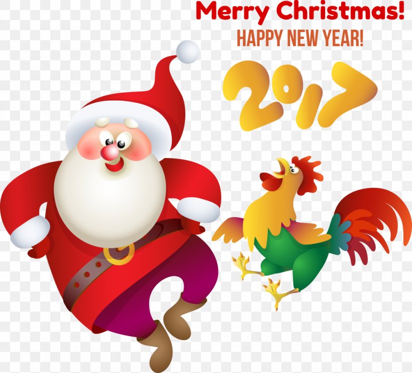 Santa Claus New Years Day Christmas, PNG, 1000x905px, Santa Claus, Art, Beak, Bird, Chicken Download Free