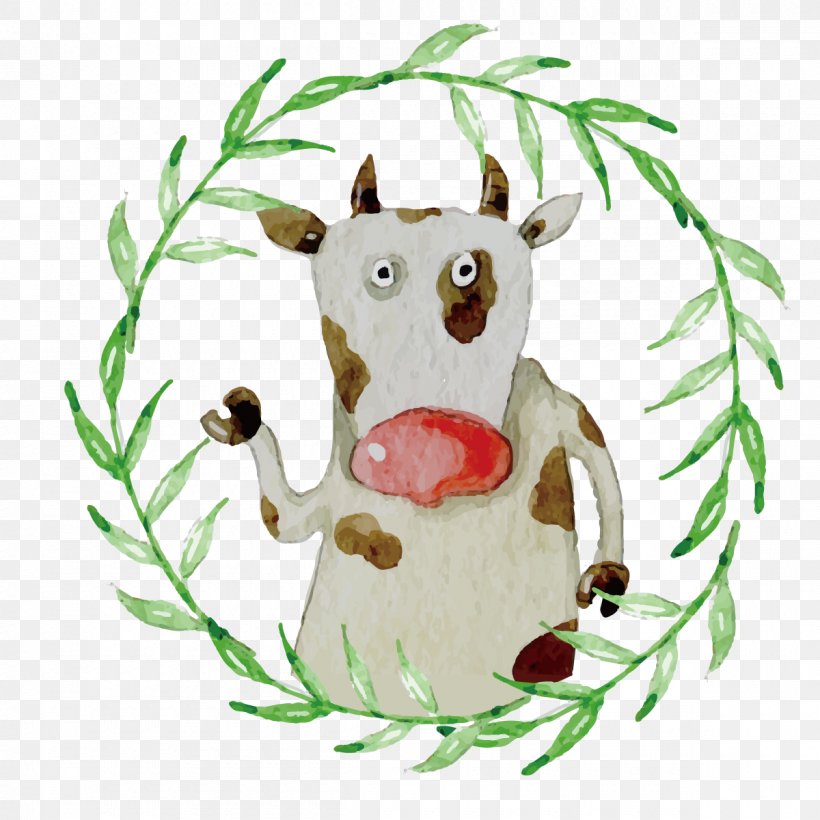 Cattle Euclidean Vector, PNG, 1200x1200px, Cattle, Animal, Christmas Ornament, Coreldraw, Deer Download Free