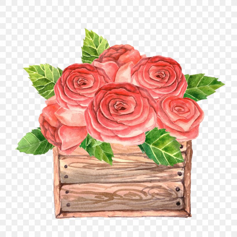 Paper Garden Roses Floral Design Sticker Watercolor Painting, PNG, 3000x3000px, Paper, Art, Artificial Flower, Cut Flowers, Drawing Download Free