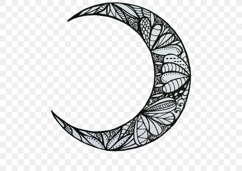 Lunar Phase Drawing Moon Henna, PNG, 500x580px, Lunar Phase, Area, Art, Black And White, Coloring Book Download Free