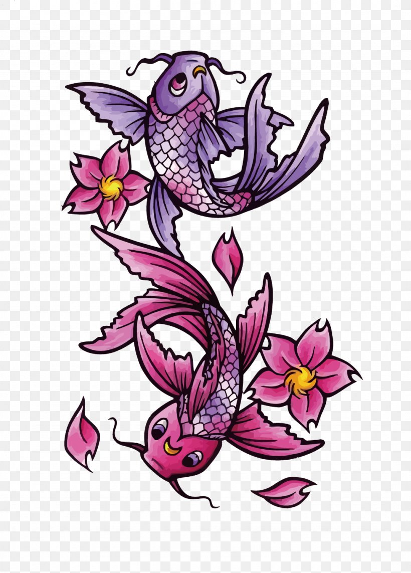 Butterfly Koi Tattoo Black-and-gray Fish, PNG, 1076x1500px, Koi, Abziehtattoo, Art, Blackandgray, Butterfly Koi Download Free