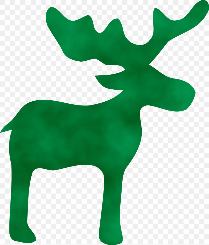 Reindeer, PNG, 2557x3000px, Christmas Reindeer, Animal Figure, Deer, Green, Moose Download Free