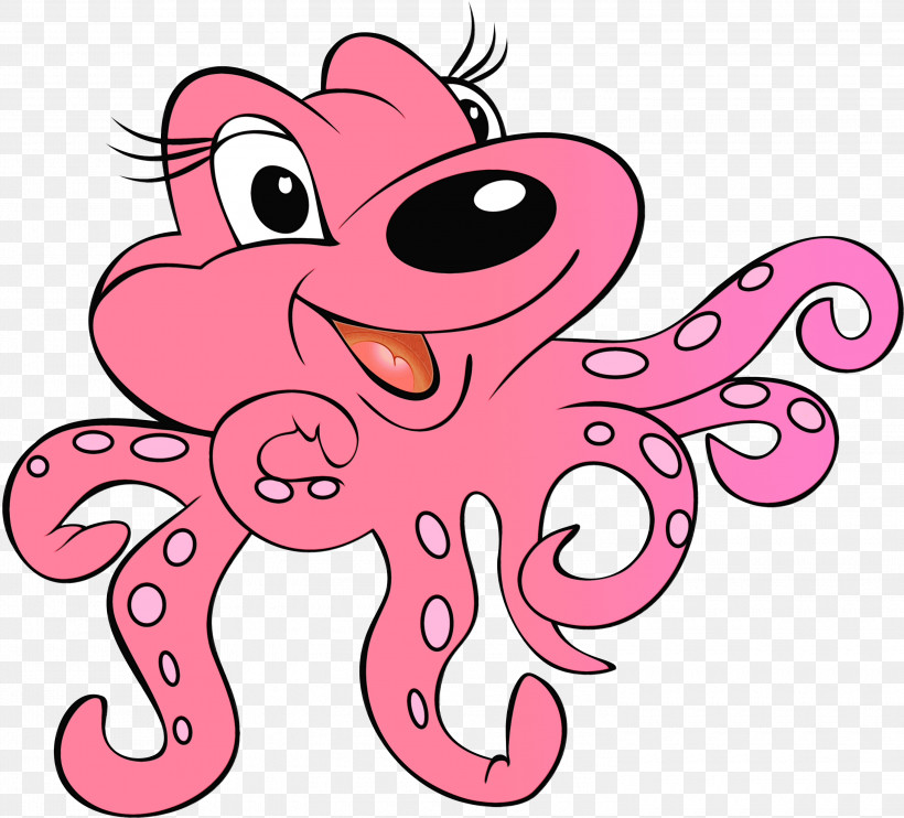 Giant Pacific Octopus Pink Octopus Octopus Cartoon, PNG, 3000x2717px, Watercolor, Cartoon, Giant Pacific Octopus, Line, Octopus Download Free