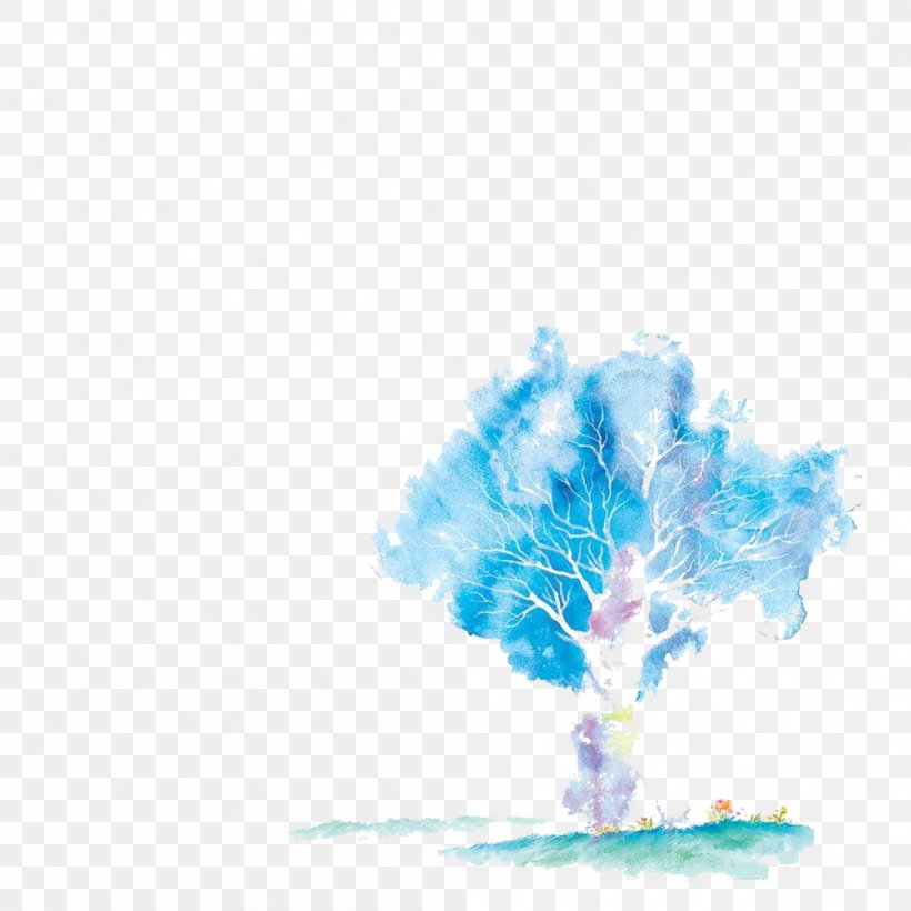 An Oak Tree Watercolor Painting Illustration, PNG, 999x999px, Oak Tree, Aqua, Artist, Azure, Blue Download Free