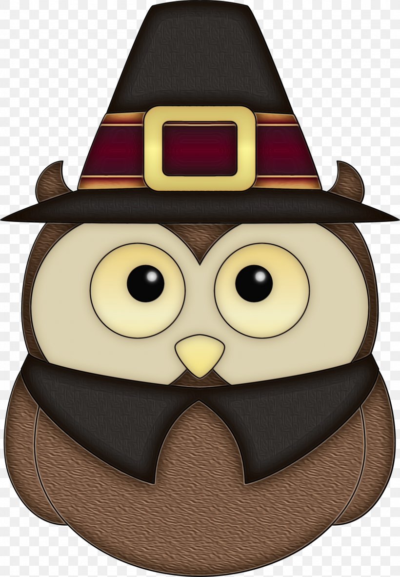 Cartoon Owl Brown Clip Art Hat, PNG, 1587x2290px, Watercolor, Brown, Cartoon, Fictional Character, Hat Download Free