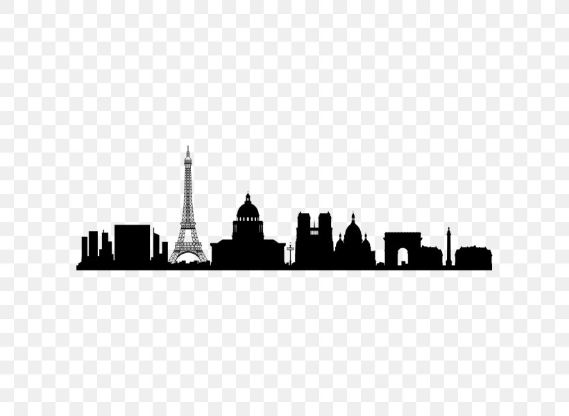 Paris Skyline Wall Decal Silhouette, PNG, 600x600px, Paris, Art, Black And White, City, Cityscape Download Free
