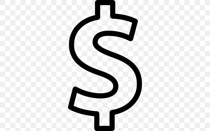 Dollar Sign United States Dollar Currency Symbol, PNG, 512x512px, Dollar Sign, At Sign, Black And White, Currency, Currency Symbol Download Free