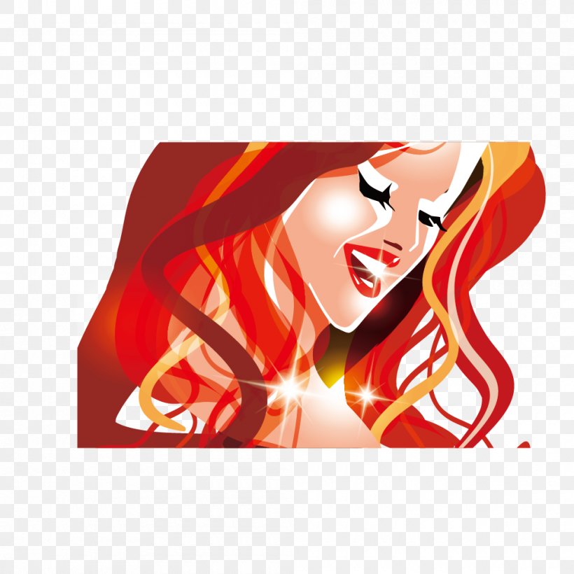 Red Hair Long Hair, PNG, 1000x1000px, Red, Art, Capelli, Cartoon, Designer Download Free