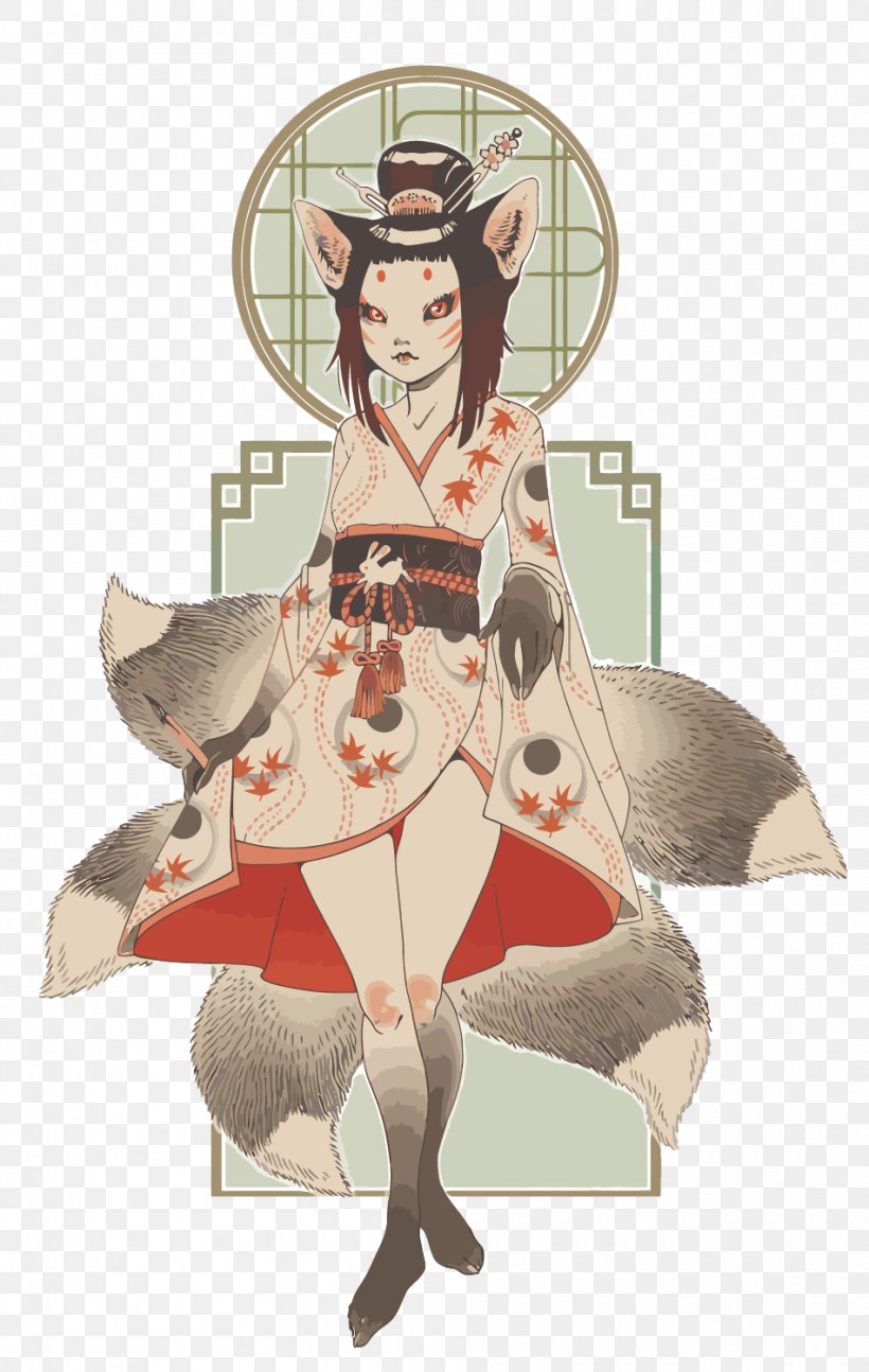 Kitsune Oni Yu014dkai Hyakki Yagyu014d Illustration, PNG, 950x1500px, Kitsune, Art, Artist, Costume Design, Designer Download Free