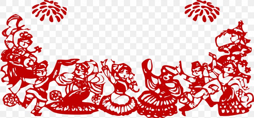 Chinese New Year Silhouette Papercutting Chinese Paper Cutting Red Envelope, PNG, 1453x680px, Chinese New Year, Art, Black And White, Chinese Paper Cutting, Christmas Download Free