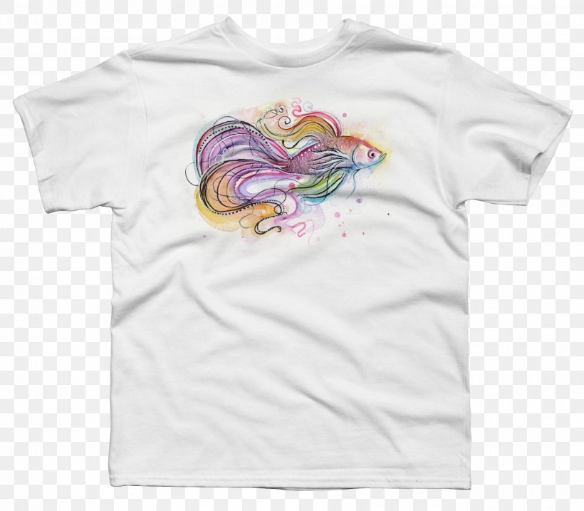 T-shirt Canvas Print Siamese Fighting Fish Sleeve Printing, PNG, 1800x1575px, Watercolor, Cartoon, Flower, Frame, Heart Download Free
