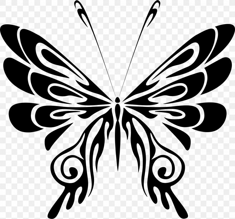 Butterfly Clip Art, PNG, 2400x2238px, Butterfly, Arthropod, Black And White, Brush Footed Butterfly, Flower Download Free
