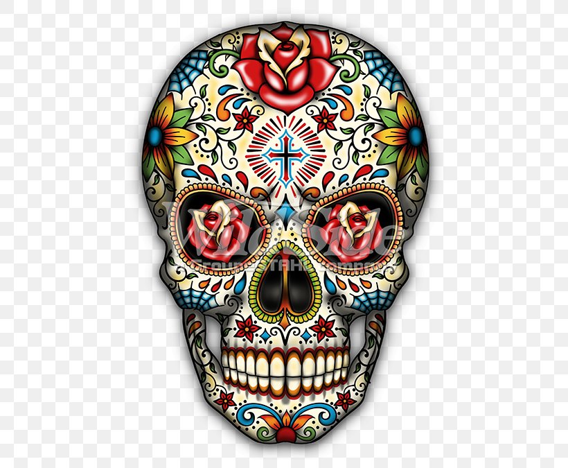 Calavera T-shirt Mexican Cuisine Day Of The Dead Skull, PNG, 675x675px, Calavera, Bone, Day Of The Dead, Death, Decal Download Free