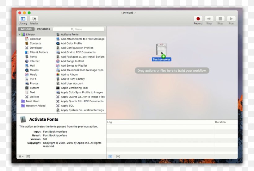 MacOS Mojave MacOS Sierra Automator OS X Yosemite, PNG, 1024x693px, Macos, Applescript, Area, Automator, Brand Download Free