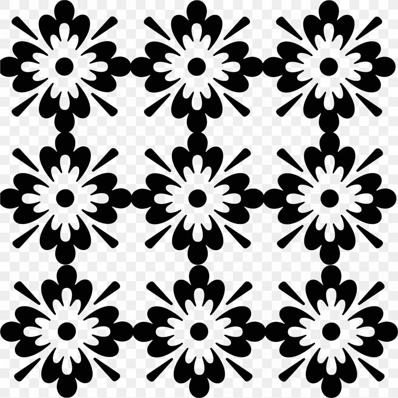 Black And White Ornament Clip Art, PNG, 2395x2399px, Black And White, Black, Dahlia, Drawing, Flora Download Free