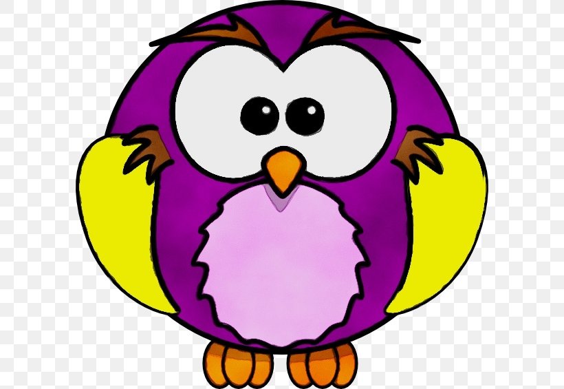 Cartoon Clip Art Bird Purple Yellow, PNG, 600x565px, Watercolor, Bird, Cartoon, Owl, Paint Download Free
