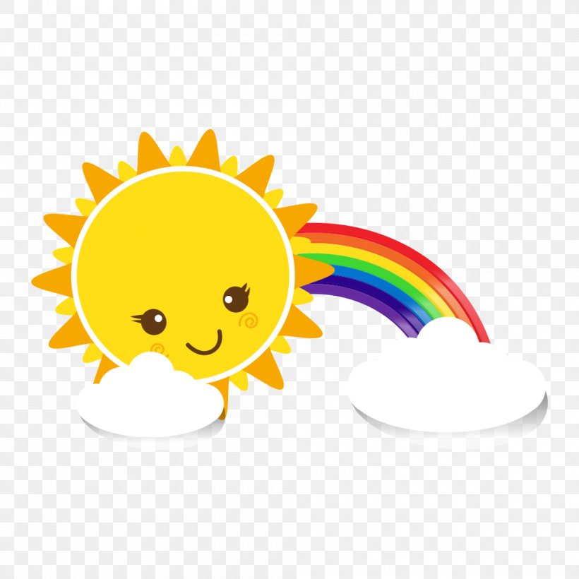 Cute Sun, PNG, 1000x1000px, Rainbow, Cartoon, Clip Art, Cloud, Flower Download Free
