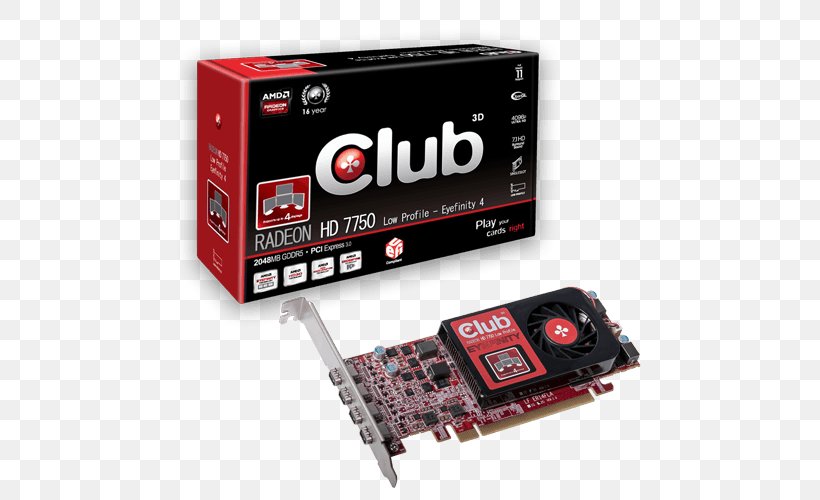 Graphics Cards & Video Adapters GDDR5 SDRAM AMD Radeon HD 7750 Club 3D, PNG, 500x500px, Graphics Cards Video Adapters, Amd Eyefinity, Amd Radeon Hd 7750, Amd Radeon Hd 7870, Club 3d Download Free