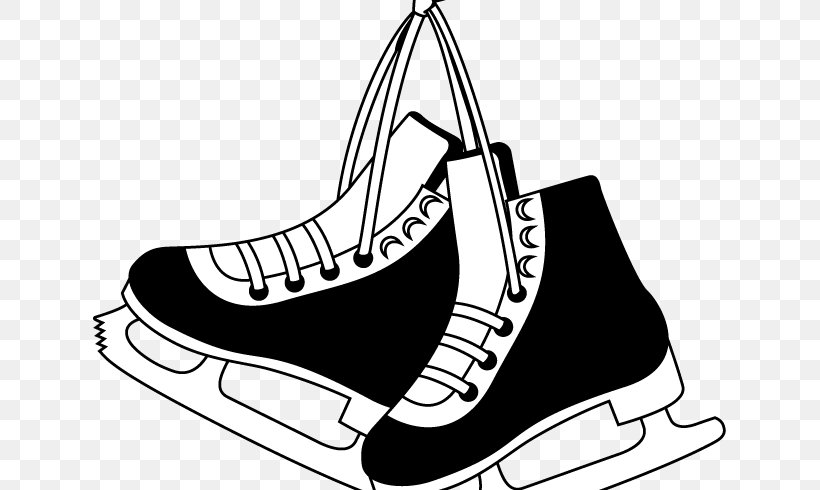 Ice Skates Ice Skating Ice Hockey Roller Skates Clip Art, PNG, 633x490px, Ice Skates, Area, Bauer Hockey, Black, Black And White Download Free