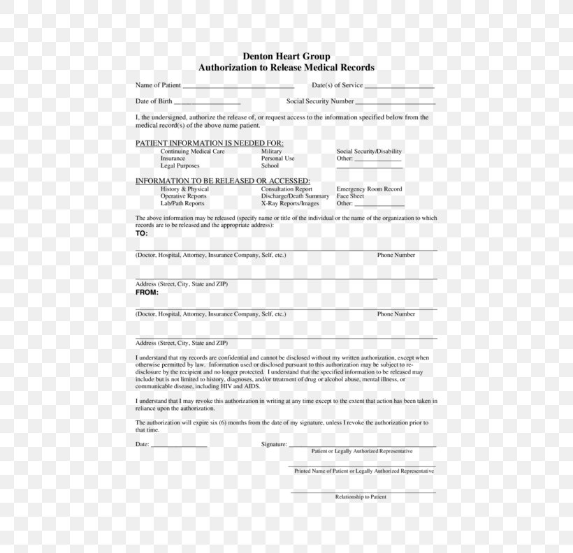 Medical Record Release Of Information Department Medicine Template, PNG, 612x792px, Medical Record, Area, Consent, Document, Electronic Health Record Download Free