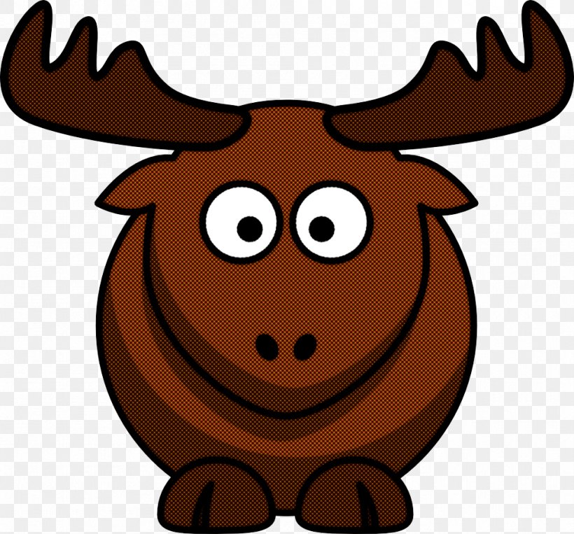 Cartoon Moose Brown Antler Snout, PNG, 999x930px, Cartoon, Antler, Brown, Happy, Moose Download Free