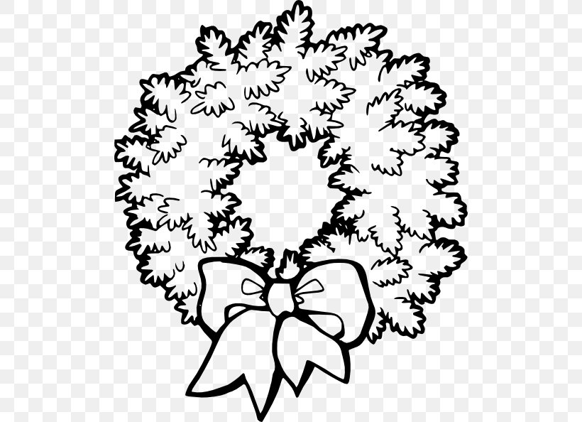 Christmas Wreath Black And White Clip Art, PNG, 498x594px, Watercolor, Cartoon, Flower, Frame, Heart Download Free