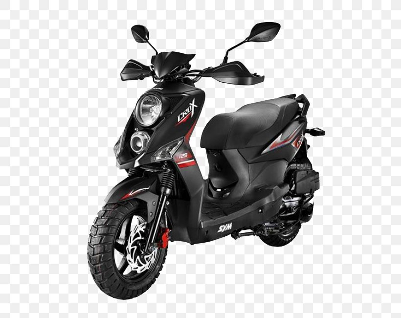 Scooter SYM Motors Motorcycle Electric Vehicle Sym Uk, PNG, 650x650px, Scooter, Aircooled Engine, Automotive Exterior, Automotive Wheel System, Black Download Free