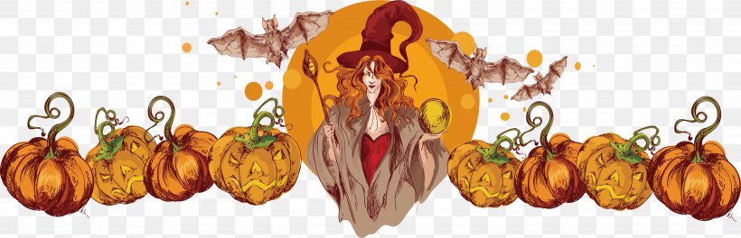 Witchcraft, PNG, 5978x1931px, Witch, Flower, Food, Orange, Painting Download Free