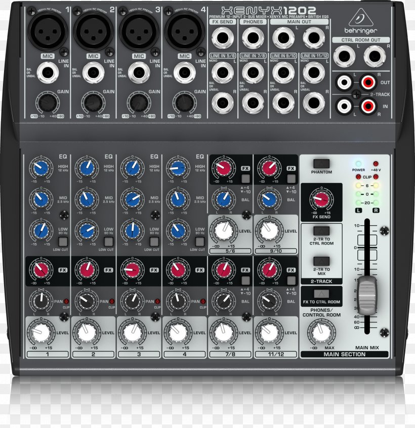 Microphone Audio Mixers Behringer Xenyx 1202FX, PNG, 1935x2000px, Microphone, Audio, Audio Equipment, Audio Mixers, Audio Receiver Download Free
